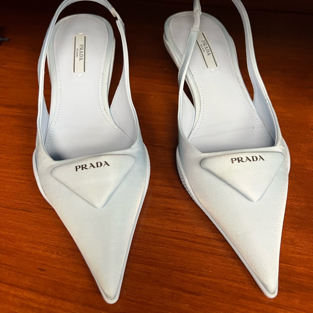 New Prada Gabardine light blue slingback heel 37 - Picture 4 of 10